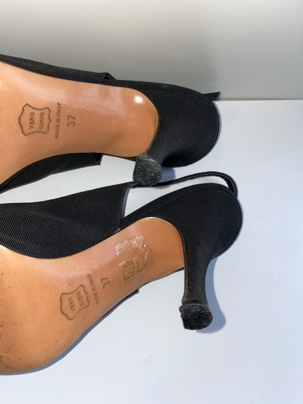 Classic Black Slingback Peep-Toe Heels with Front Bow - Picture 5 of 8